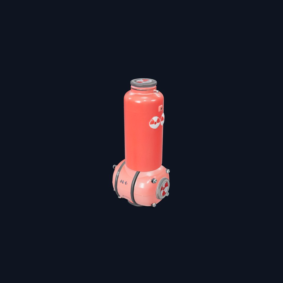 Futuristic Red Canister Model Pack with Radiation Symbols